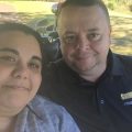 Reviewer photo: selfie of a woman and a man in a dark polo shirt